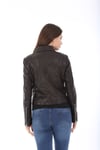 Bayan Gerçek Deri Klasik Biker Ceket Siyah BK-1510 - 19950 FA3