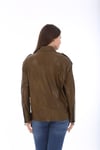 Bayan Gerçek Deri Klasik Biker Mont Haki BK-1565 - 19927 FA3