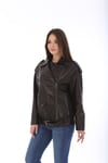 Bayan Gerçek Deri Klasik Biker Mont Siyah BK-1565 - 19928 FA3