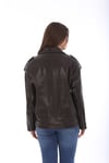 Bayan Gerçek Deri Klasik Biker Mont Siyah BK-1565 - 19928 FA3