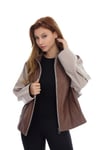 Bayan Gerçek Deri Klasik Ceket Oversize Kahve-Bej BK-1429-19632 FA2