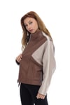 Bayan Gerçek Deri Klasik Ceket Oversize Kahve-Bej BK-1429-19632 FA2