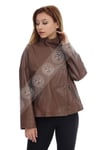 Bayan Gerçek Deri Klasik Kaban  Oversize Bej bk-1430 G-19635 FA2