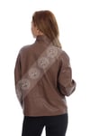 Bayan Gerçek Deri Klasik Kaban  Oversize Bej bk-1430 G-19635 FA2