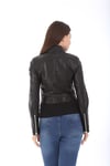 Bayan Gerçek Deri Spor Biker Ceket Siyah BK-1585 - 19971 FA3