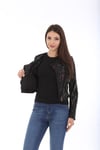 Bayan Gerçek Deri Spor Biker Ceket Siyah BK-1155 - 20034 FA3