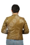 Bayan Gerçek Deri Spor Biker Mont  Haki bk-1325-19371 FA2