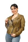 Bayan Gerçek Deri Spor Biker Mont  Haki bk-1325-19371 FA2