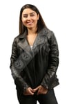 Bayan Gerçek Deri Spor Biker Mont  Siyah bk-1205-19092 FA2