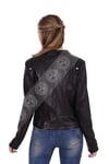 Bayan Gerçek Deri Spor Biker Mont  Siyah bk-1325-19370 FA2