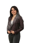 Bayan Gerçek Deri Spor Biker Mont Bordo bk-1146-19305 FA2