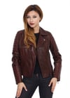 Bayan Gerçek Deri Spor Biker Mont Fındık Kahve bk-574-17444 FA2