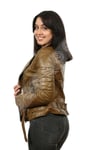 Bayan Gerçek Deri Spor Biker Mont Haki bk-1286-19290 FA2