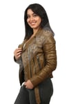 Bayan Gerçek Deri Spor Biker Mont Haki bk-1286-19290 FA2