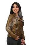 Bayan Gerçek Deri Spor Biker Mont Haki bk-1286-19290 FA2