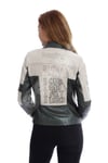 Bayan Gerçek Deri Spor Biker Mont Nakışlı Yeşil-bej MBK-1251-19637 FA2