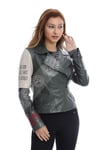 Bayan Gerçek Deri Spor Biker Mont Nakışlı Yeşil-bej MBK-1251-19637 FA2