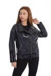 Bayan Gerçek Deri Spor Biker Mont Oversize Süet Lacivert bk-1440-19696 FA2