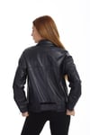 Bayan Gerçek Deri Spor Biker Mont Oversize Süet Lacivert bk-1440-19696 FA2