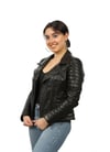 Bayan Gerçek Deri Spor Biker Mont Siyah BK-1341-19411 FA2