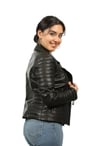 Bayan Gerçek Deri Spor Biker Mont Siyah BK-1341-19411 FA2