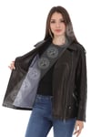 Bayan Gerçek Deri Spor Biker Mont Siyah BK-1563 - 19921 FA3
