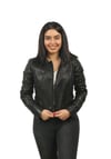 Bayan Gerçek Deri Spor Biker Mont Siyah BK-1313-19356 FA2