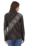 Bayan Gerçek Deri Spor Biker Mont Siyah BK-1563 - 19921 FA3