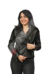 Bayan Gerçek Deri Spor Biker Mont Süet Nakışlı Siyah  MBK-1251-19236 FA2