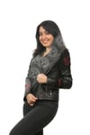 Bayan Gerçek Deri Spor Biker Mont Süet Nakışlı Siyah  MBK-1251-19236 FA2