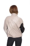 Bayan Gerçek Deri Spor Ceket  Oversize Trok Bej-Siyah BK-1524-19831 FA2