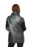Bayan Gerçek Deri Spor Kaban Oversize Yeşil-Siyah BK-1527-19832 FA2