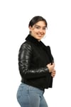 Bayan Gerçek Deri Spor Kışlık Mont   Şişme Siyah BK-827-19496 FA2