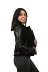 Bayan Gerçek Deri Spor Kışlık Mont Siyah bk-930-18162 FA2