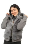 Bayan Gerçek Deri Spor Luxury Mont Kapşonlu Beli Lastikli Rex Triko Gri mk-2380-19510 FA2