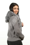 Bayan Gerçek Deri Spor Luxury Mont Kapşonlu Beli Lastikli Rex Triko Gri mk-2380-19510 FA2