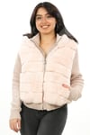 Bayan Gerçek Deri Spor Luxury Mont Kapşonlu Beli Lastikli Rex Triko Pembe mk-2380-19506 FA2