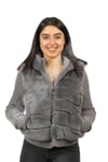 Bayan Gerçek Deri Spor Luxury Mont Kapşonlu Beli Lastikli Rex Triko Gri mk-2380-19510 FA2