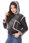 Bayan Su Geçirmez Kumaş Beli Lastikli Kapşonlu Kışlık Spor Luxury Mont Siyah BK-1576 - 19998 FA3