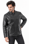 Erkek Deri ceket : Code2443 - ( Spor model, siyah deri ceket )