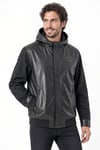 Erkek deri mont beli lastikli kumaş detaylı.Code:23875