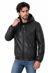 Erkek deri mont Kapişonlu beli lastikli.Code:24337