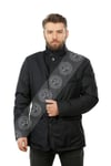 Erkek Gerçek Deri  İçi Kürk Su Geçirmez Kumaş Kaban Lacivert BLZ-1386-19465