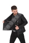 Erkek Gerçek Deri Biker Mont FA3 KAP-1001- 19983 Siyah FA3