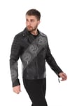 Erkek Gerçek Deri Biker Mont FA3 KAP-1001- 19983 Siyah FA3