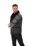 Erkek Gerçek Deri Kışlık Klasik Biker Ceket FA3 KAP-1007 - 19985 Siyah FA3