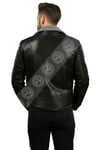 Erkek Gerçek Deri Kışlık Spor Biker Mont Siyah İçlik Gri Astragan k-981-18713 FA2