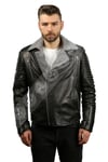 Erkek Gerçek Deri Kışlık Spor Biker Mont Siyah İçlik Gri Astragan k-981-18713 FA2