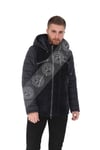 Erkek Gerçek Deri Kışlık Spor Luxury Kapşonlu Mont FA3 K-1588 - 20047 Lacivert FA3