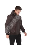 Erkek Gerçek Deri Kışlık Yazılı Spor Luxury Kapşonlu Kaban FA3 K-1539 - 20046 Kahverengi  FA3